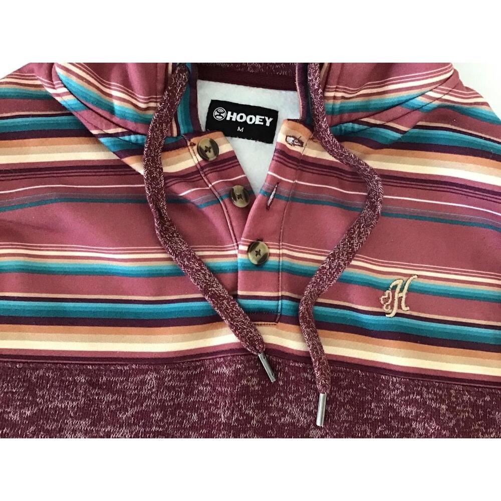 HOOEY Maroon Hoody with Multi Color Serape Pattern Ladies Size M - Picture 5 of 5